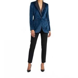 NEW HEBE STUDIO tailored velvet blazer in navy